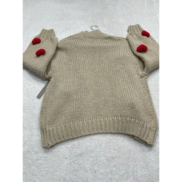 Anthropologie Maeve Cardigan Sweater The Susannah 3D Heart Preppy One Size NWT - Picture 8 of 11